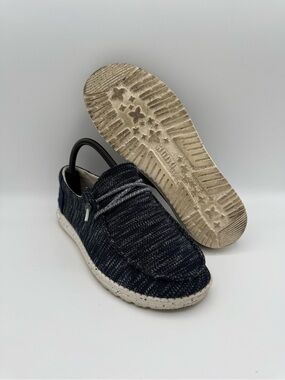 Women's Hey Dude Wendy Sox Navy Blue Canvas Slip-On Casual Comfort Shoes Size 8